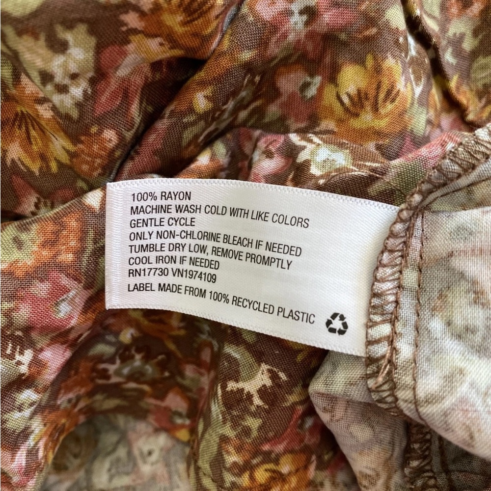 Wild Fable Brown Floral Short Puff Sleeve Boho Hippie Babydoll Dress. Small - Picture 11 of 15